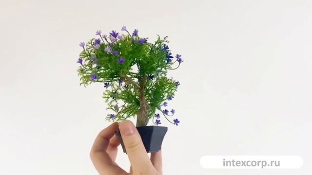 Искусственное растение в горшке ЦВЕТУЩИЙ БОНСАЙ МИНИ двойной, фиолетовый, 13 см, 5010113