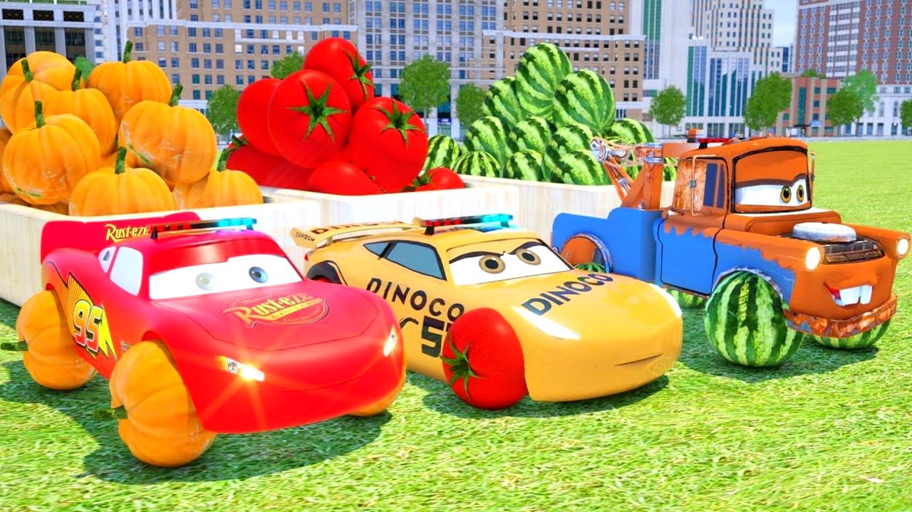 Учим фрукты и цвета с помощью машинок Маккуина, Мэтра и Мактрака — мультфильм про Маккуина для детей