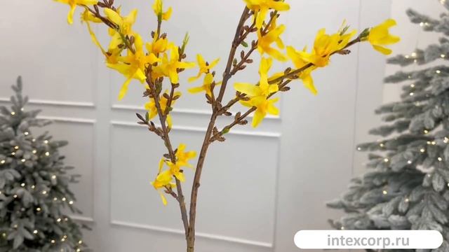 Декоративная ветка ФОРЗИЦИЯ 'ПЕРВЫЕ ЛУЧИ', текстиль, пластик, 78 см, 215187-20