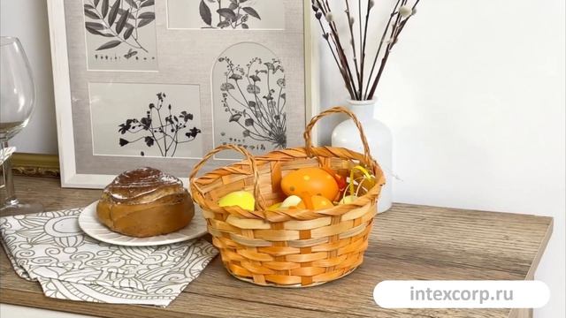 Декоративная корзина ЯРКАЯ МЕЛОДИЯ, натуральный бамбук, оранжевый, 17х9 см, ATV000410-3