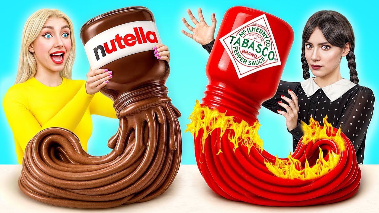 Челлендж. Шоколадная Еда vs Настоящая Еда с Уэнсдей Аддамс # Съедобная Битва от Candy DO