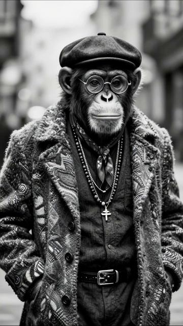 Модный обезьяна на街 #животные #мода #стиль