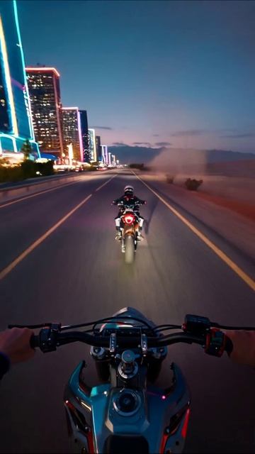 Ночная гонка на мотоцикле по шикарному городу #мотоциклы #приключения #ночнойгород