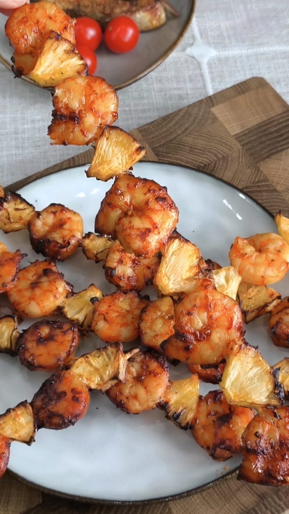 Шашлычки из креветок с ананасом🤤