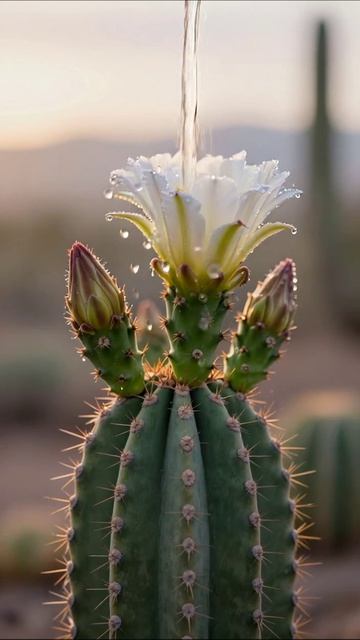 Цветение кактуса: удивительная природа #кактусы #цветы #природа