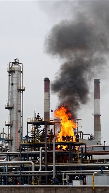Пожар на нефтеперерабатывающем заводе: последствия и меры безопасности #пожар #нефть #безопасность
