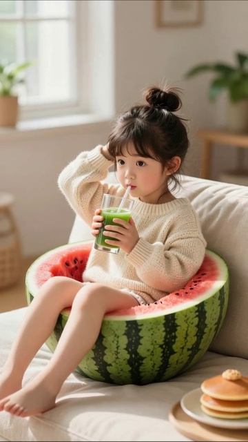 Девочка наслаждается арбузным отдыхом #арбуз #дети #уют #времяпрепровождения