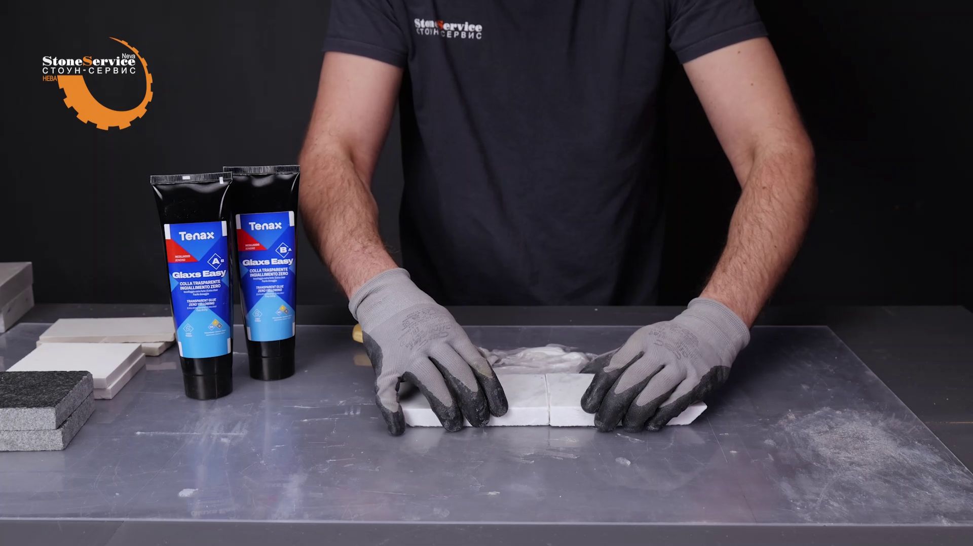 Клей эпоксидный двухкомпонентный для камня Tenax Glaxs EASY прозрачный густой