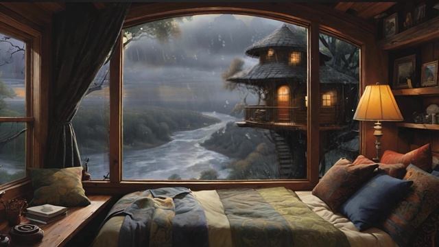 Дождь за окном для сна или концентрации