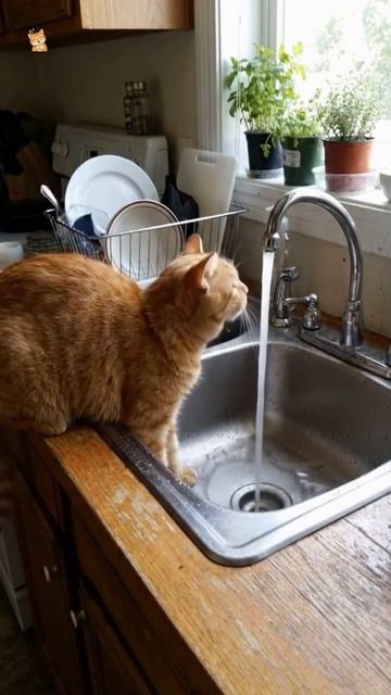 Котик любит водичку!Веселые котики. Коты хулиганы! Невероятные трюки! кот хулиган трюк Short
