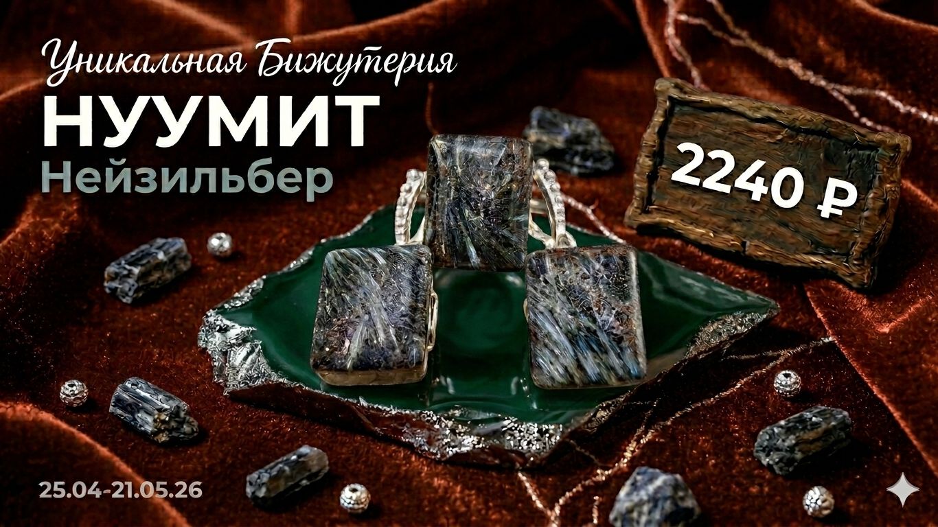 Низкие цены! Натуральные камни в нейзильбере. Лабрадор нуумит кахолонг. До 21.05.2026.