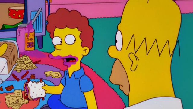 Гомер сидит с детьми Фландерса