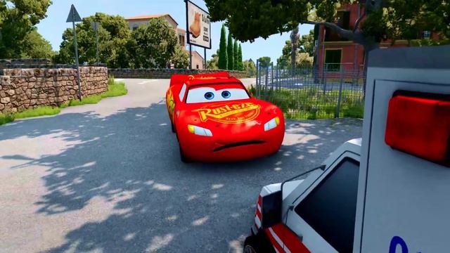 БОЛЬШОИ УЖАСНЫИ АВТОМОБИЛЬ СКОРОИ ПОМОЩИ ЗОМБИ Молния Маккуин BeamNG Drive