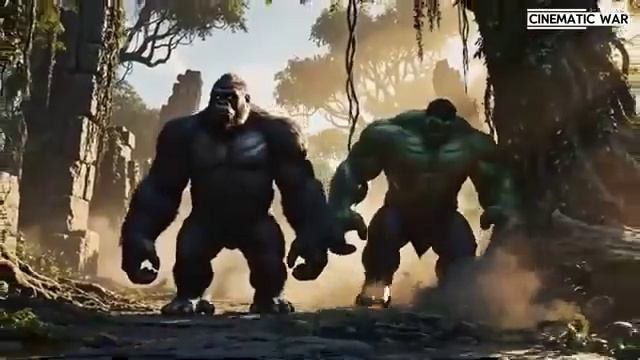 Кинг Конг и Халк СРАЖАЮТСЯ с Хищником в эпической битве монстров.