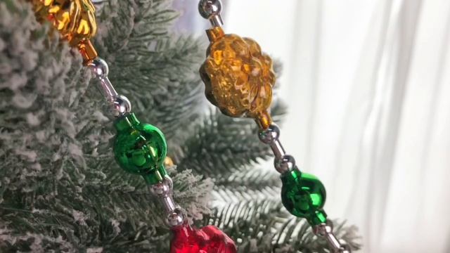 Бусы на елку ЦВЕТОК красный с золотом С2324-кр-зол