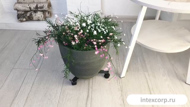 Подставка для цветов ПЛАНТ на колёсиках металл регулируемая 23-30 см C22230230