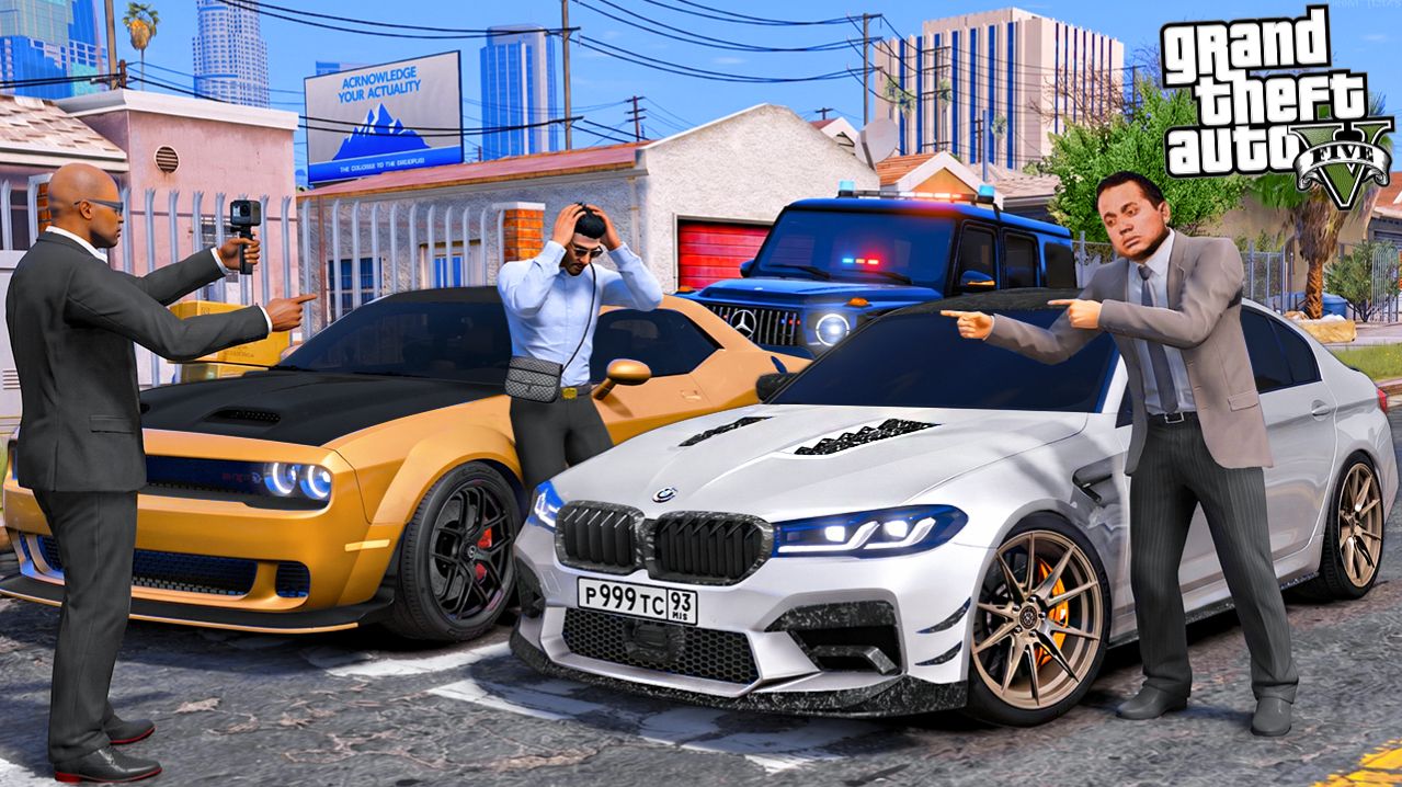ОТЕЦ И СЫН В GTA 5 - BMW M5 НА 1000 СИЛ ПРОТИВ DODGE CHALLENGER! ОХРАНА НА ГЕЛИКЕ В СОПРОВОДЕ!