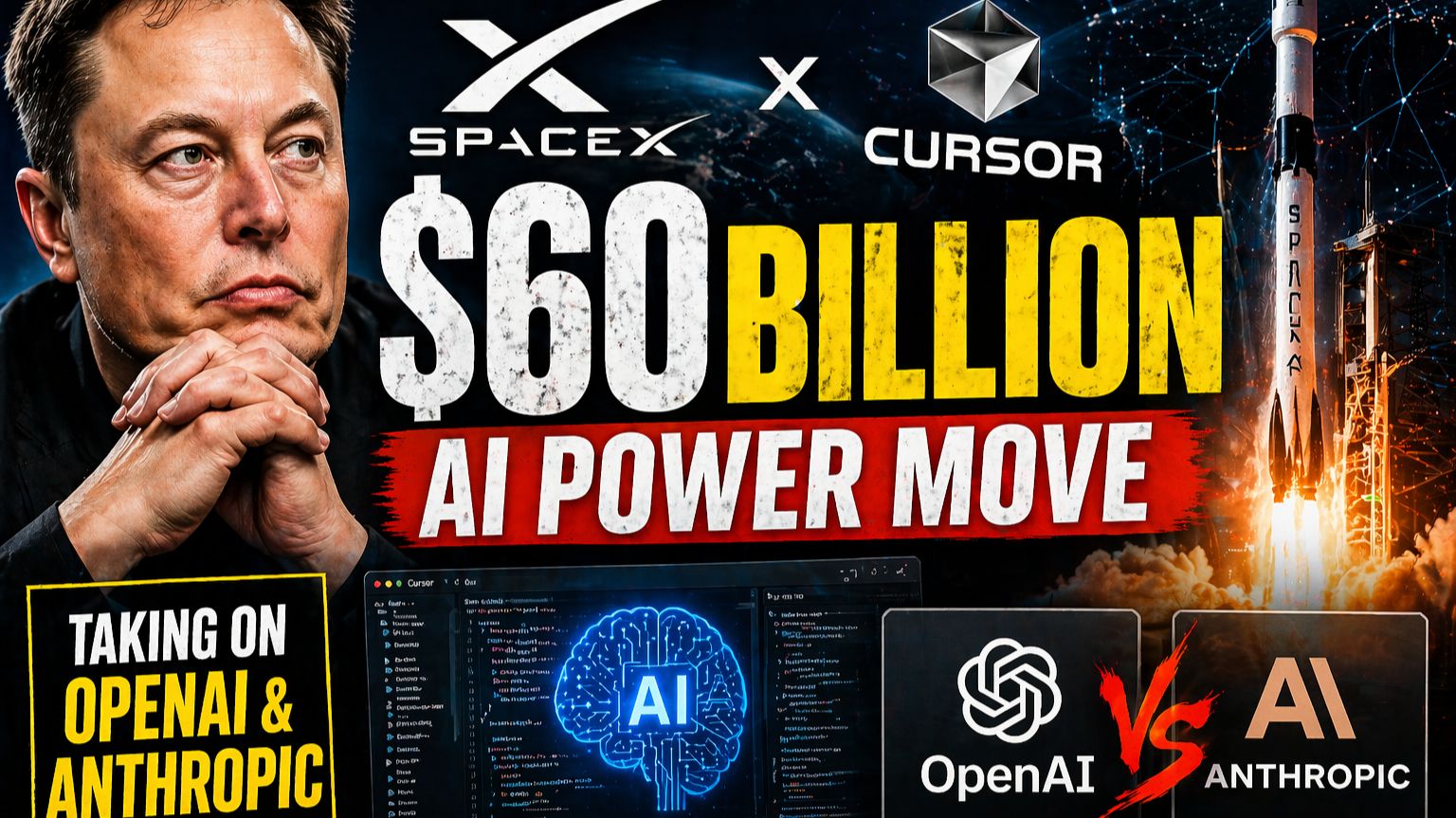 SpaceX инвестирует 60B в Cursor для борьбы с Anthropic и OpenAI 