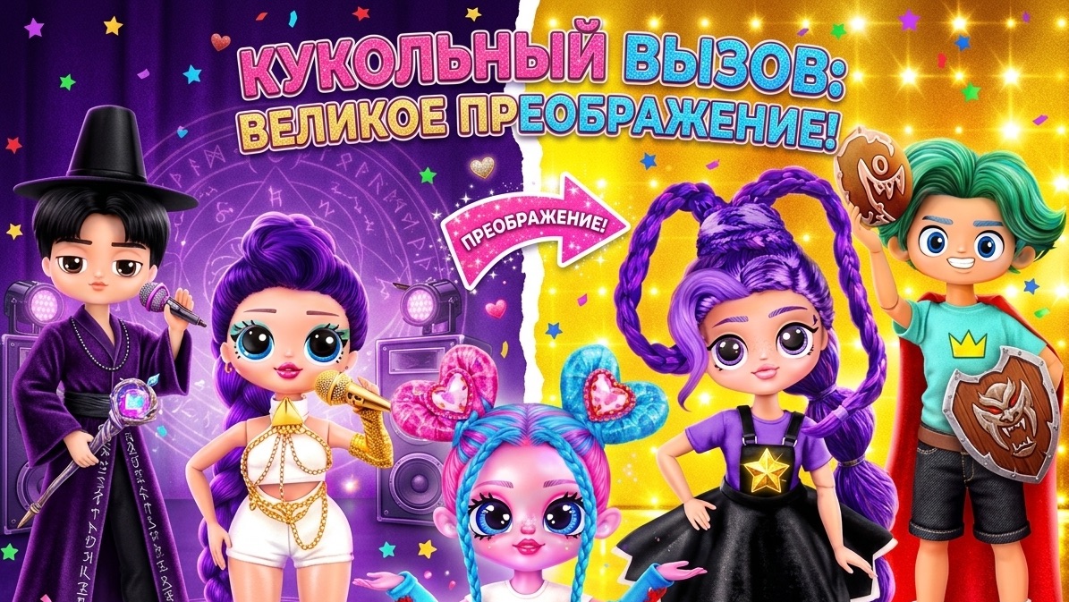 Преображение Руми и Джину в Лили Лавбреидс и Рори! Поделки в стиле Хантрикс Куклы ЛОЛ ОМГ!