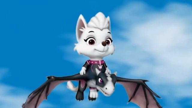 Щенячий патруль Скай Маршал Эверест Гончик Крепыш и Роки катаются на дракончиках. Для детей!