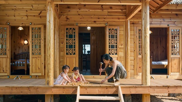 Женщина растит двоих детей и строит деревянный дом своей мечты с нуля. Жизнь во Вьетнаме