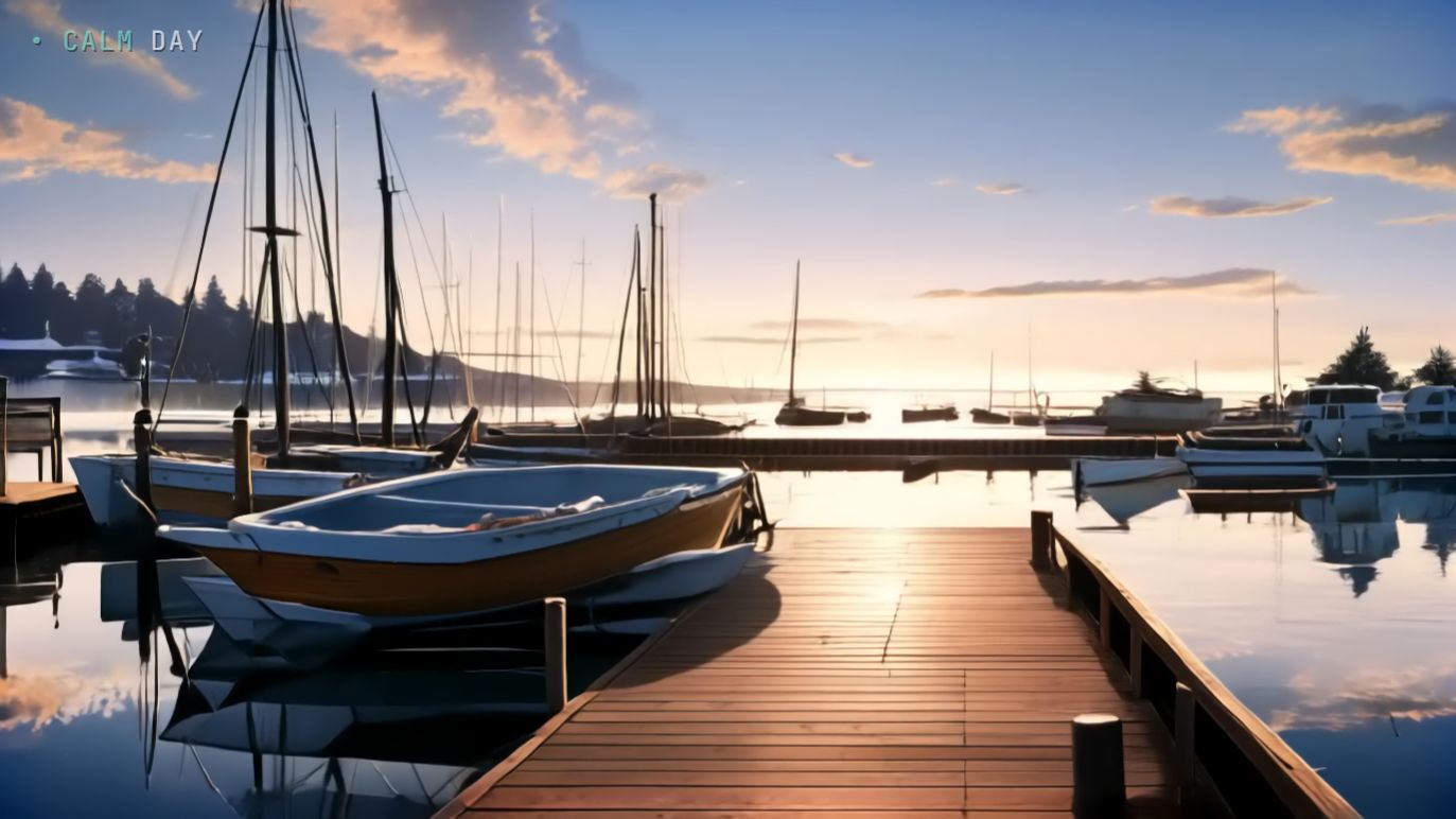 Свет на воде рассвет  спокойная анимация природы