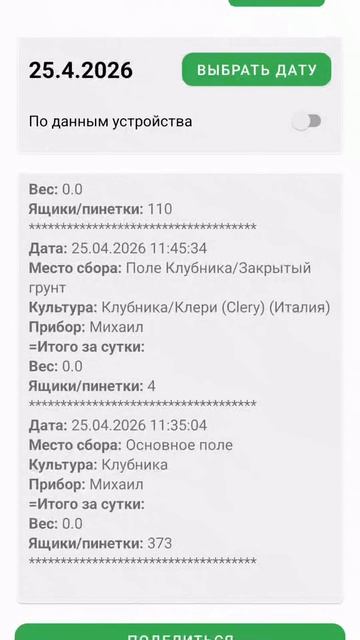 Статистика сбора урожая. Учёт урожая ПроЯгода.