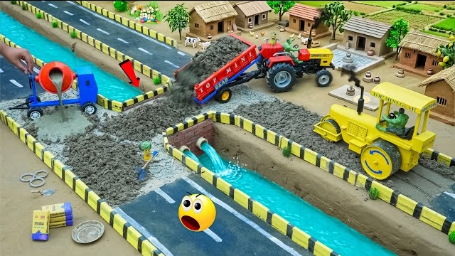 Мини-трактор своими руками строит настоящие бетонные мосты и дороги Научный проект