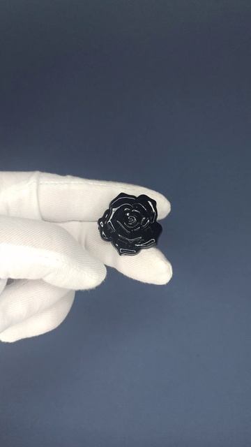 Пуговицы роза черная размер  48 Артикул 01433