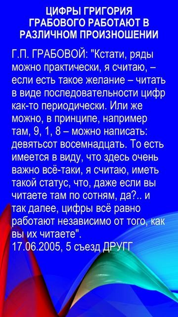 Цифры Григория Грабового всё равно работают.
