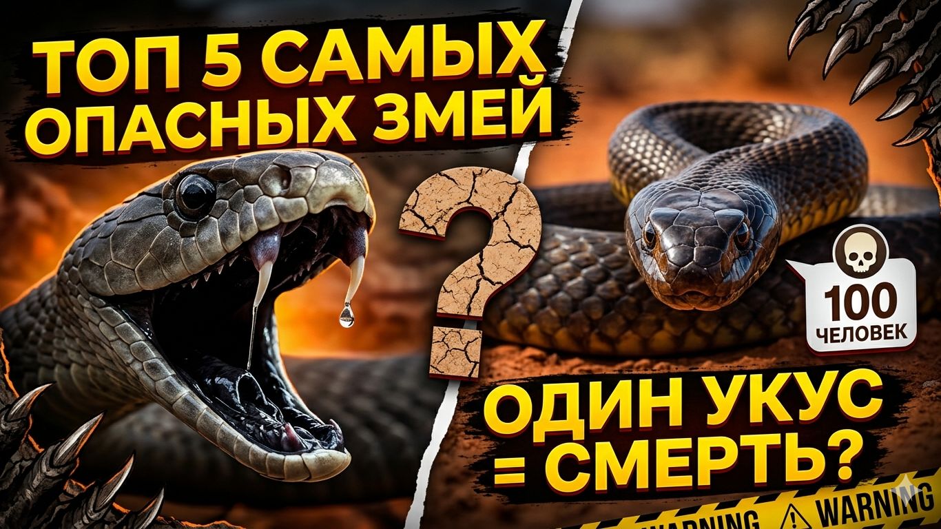 ТЫ НЕ ВЫЖИВЕШЬ!  ТОП 5 Самых Опасных Змей на Планете