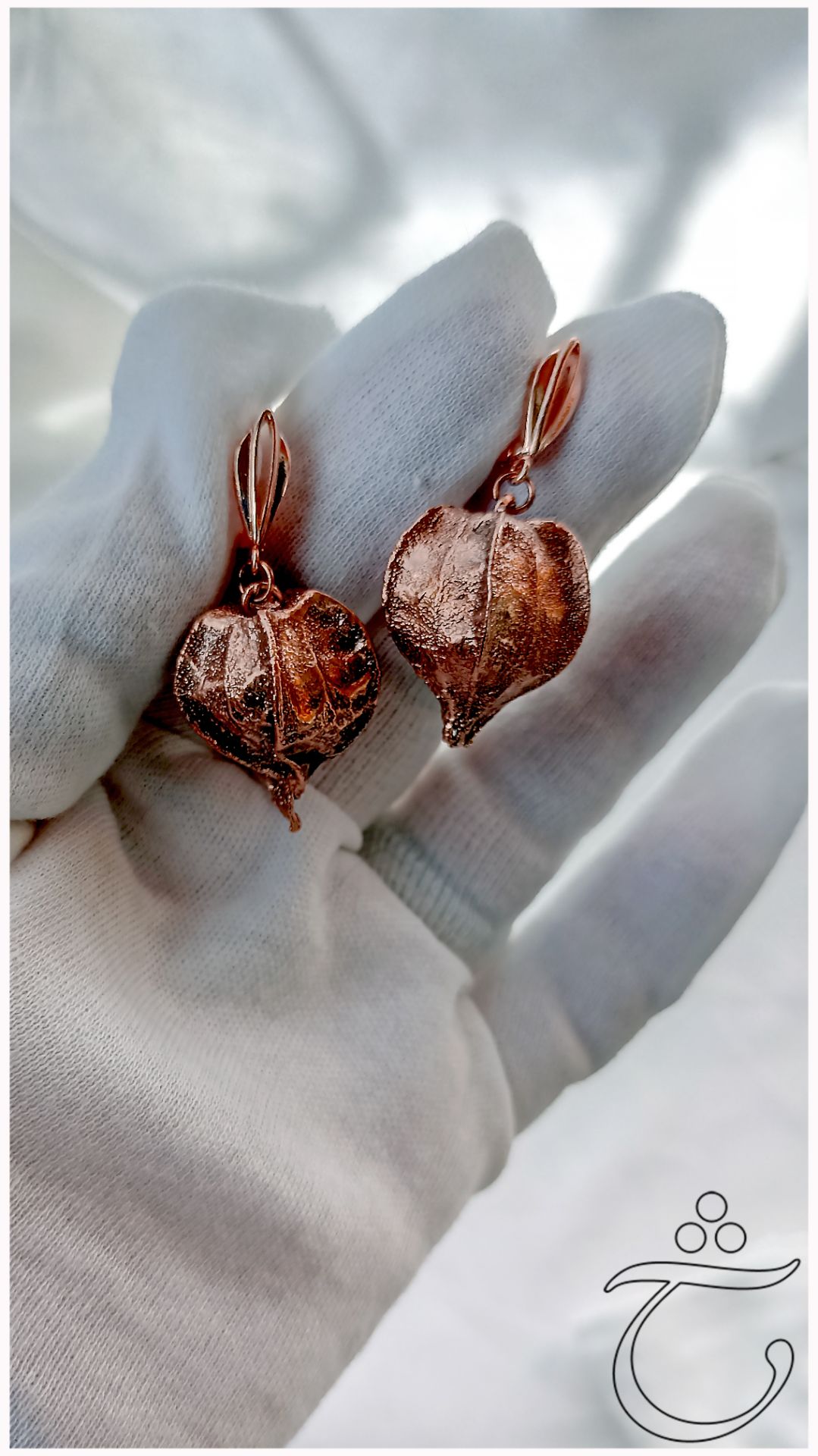 Гальваника: серьги Физалис