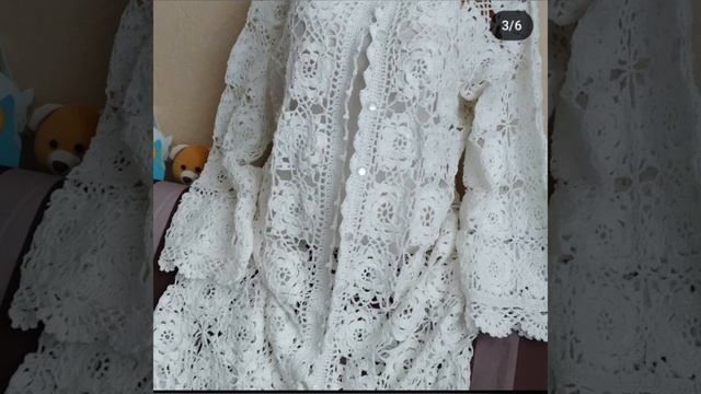 Рабочий процесс.. Летнийажурныйбелоснежный кардиган Вязание на заказ 