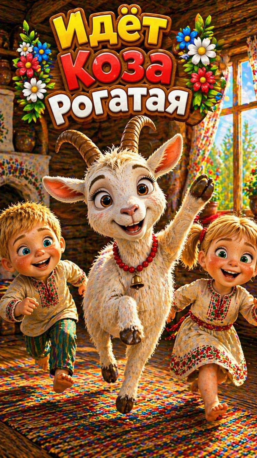 Идёт Коза Рогатая - Мульт Песенка Потешка про козочку для малышей!