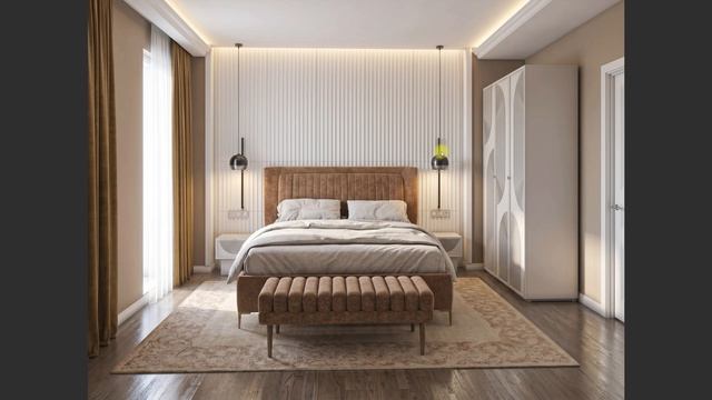 Спальня в таунхаусе в ар-деко с элементами неоклассики