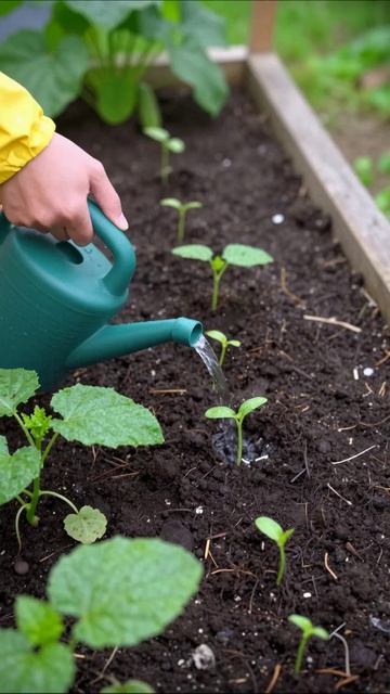 Полив молодых растений в огороде огород растения полив садоводство