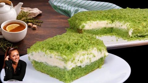 Изумрудный бархат  торт на праздник с нежным сливочным кремом без сливок 