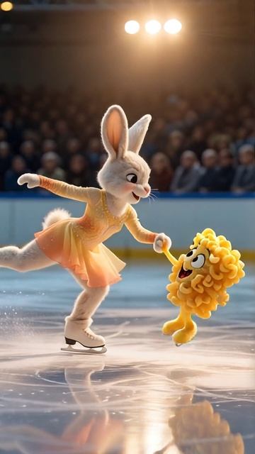 Макарошка и зайка на коньках