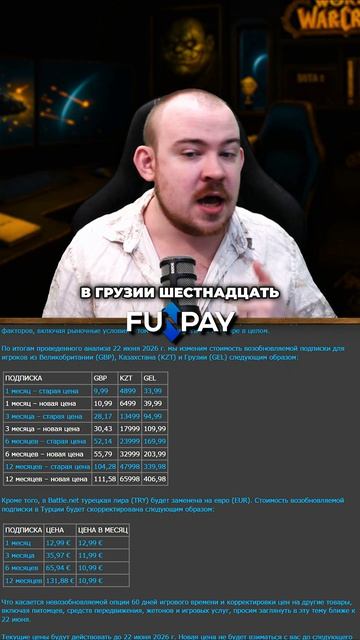 BLIZZARD ПОДНИМАЮТ ЦЕНЫ НА WOW ДЛЯ СНГ MIDNIGHT НОВОСТИ WOW 12.0.5 WORLD OF WARCRAFT Wow Warcraft