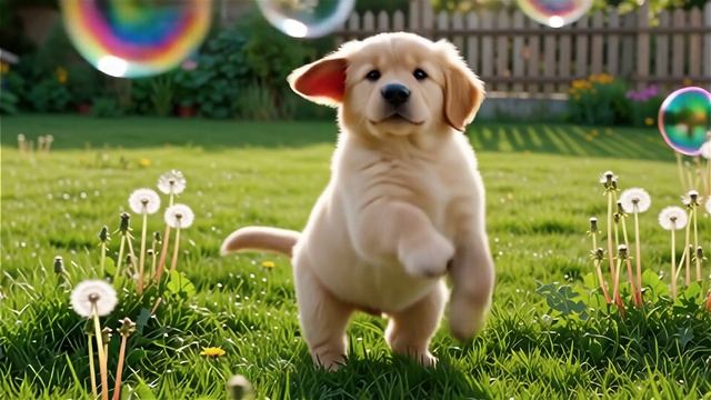 пёсик и мыльные пузыри