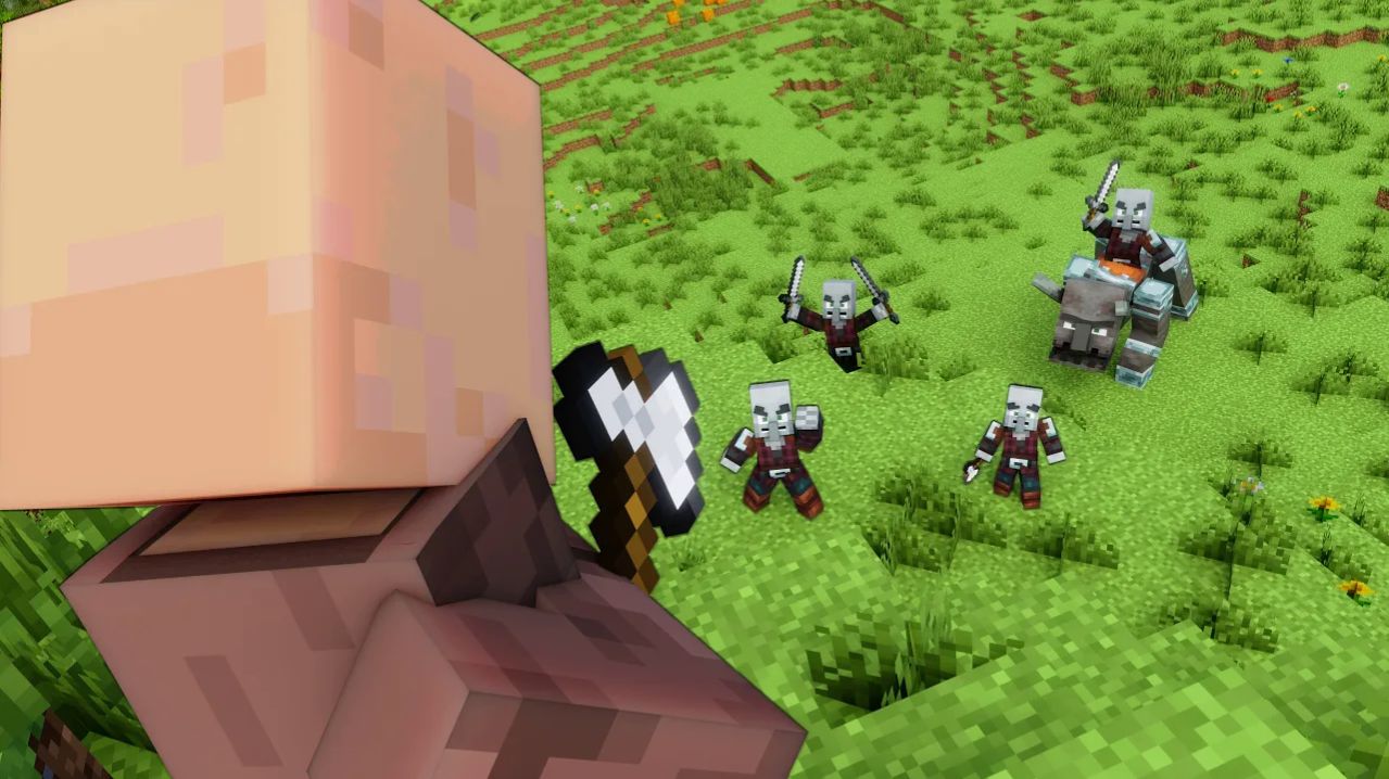 Эпическая оборона: житель против армии Майнкрафт