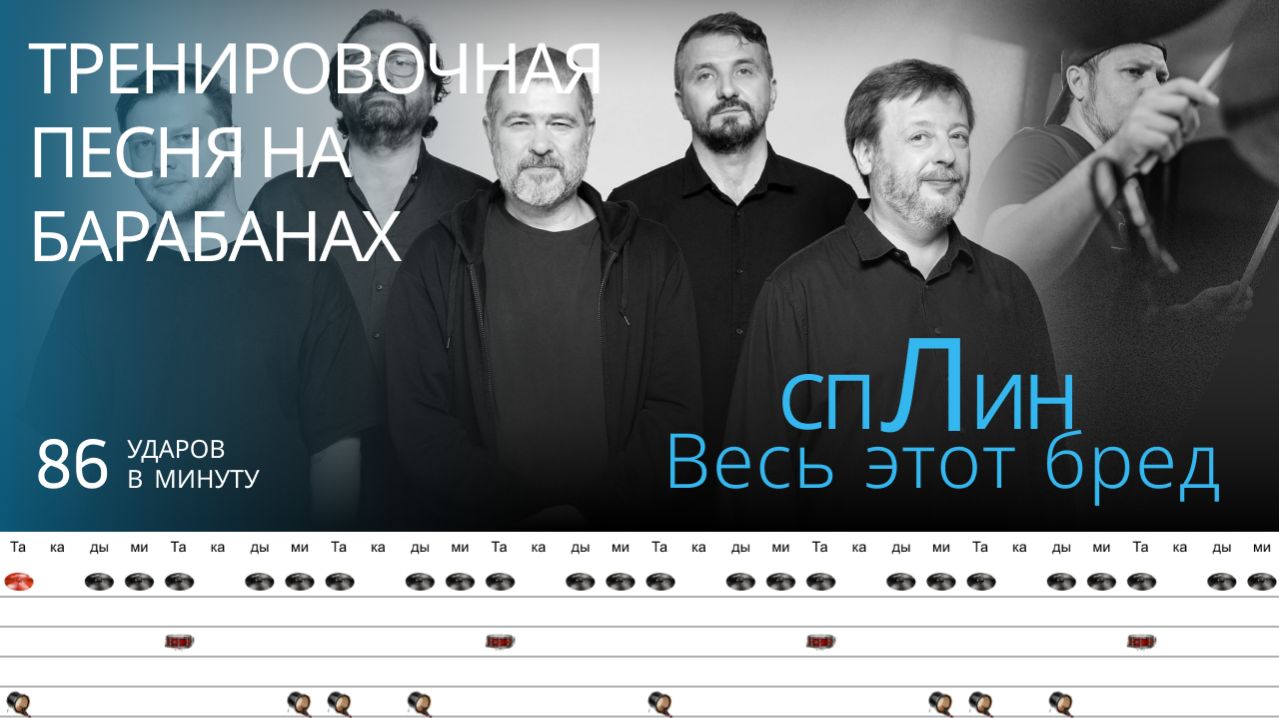 Сплин - Весь Этот Бред  86 Bpm  Тренировочная песня для барабанов