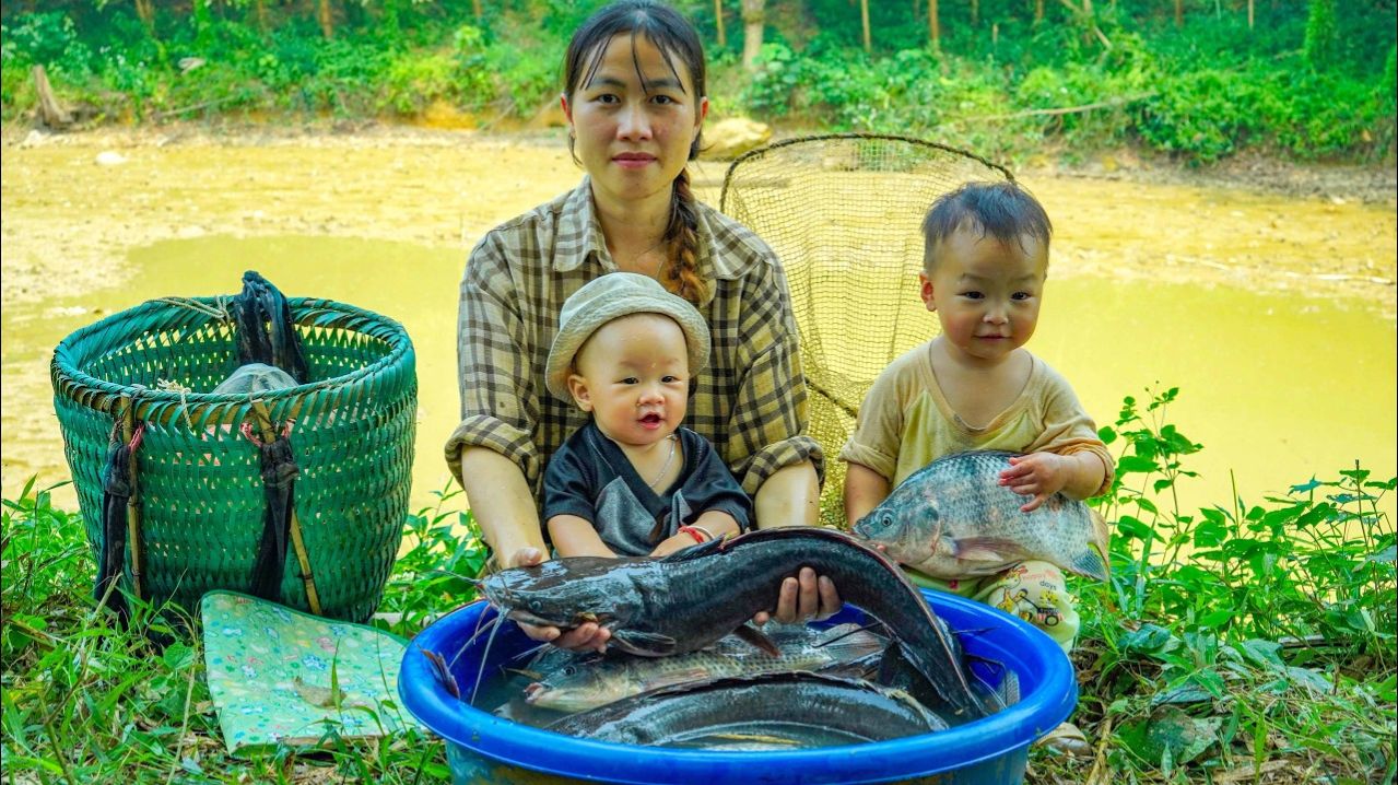 Ловля гигантской рыбы в мутной воде глубоких джунглей и фермерская жизнь на лоне природы.