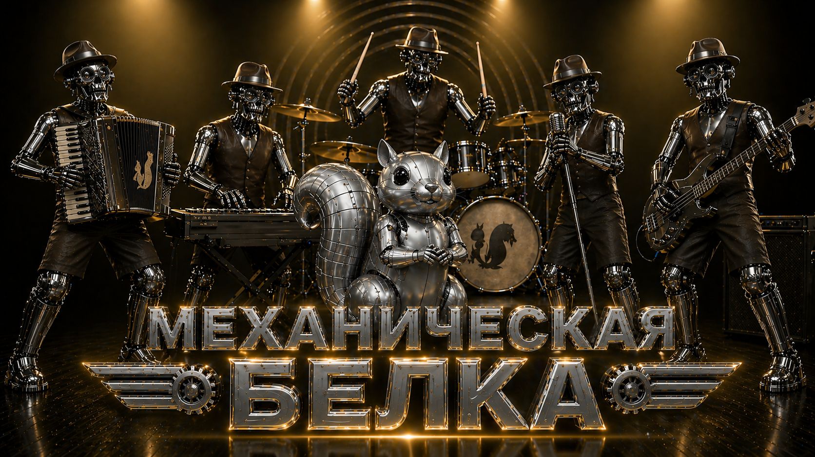 Группа Механическая белка с веселой шуточной песней Механическая белка