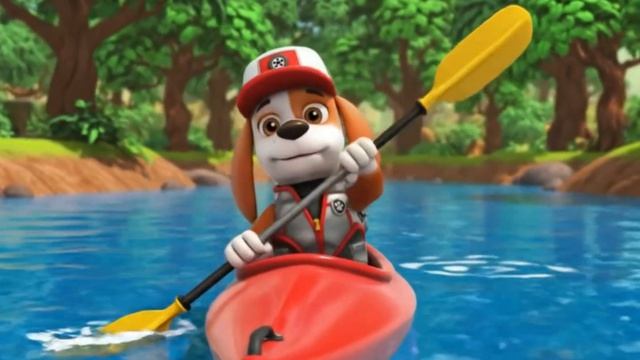 Щенячий патруль Скай Маршал Эверест Гончик Крепыш и Роки катаются на Каноэ. Для детей!