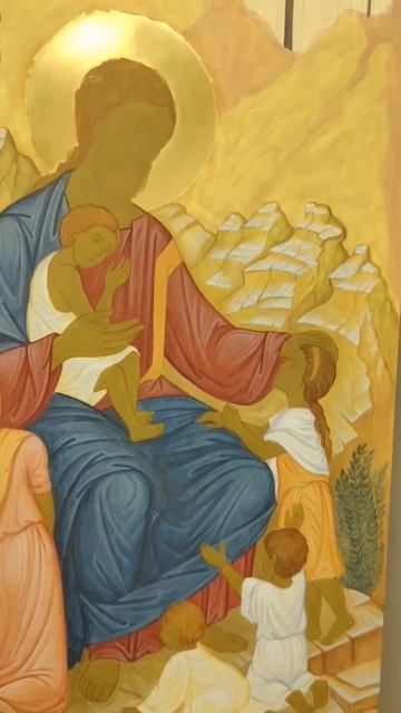 Икона Спасителя Благословение детей после золочения