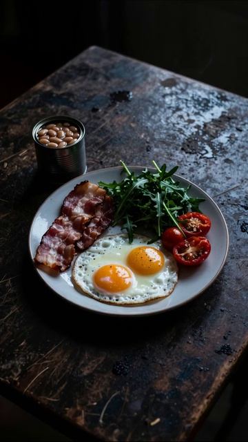 Идеальный завтрак: Яйца бекон и овощи завтрак еда рецепты