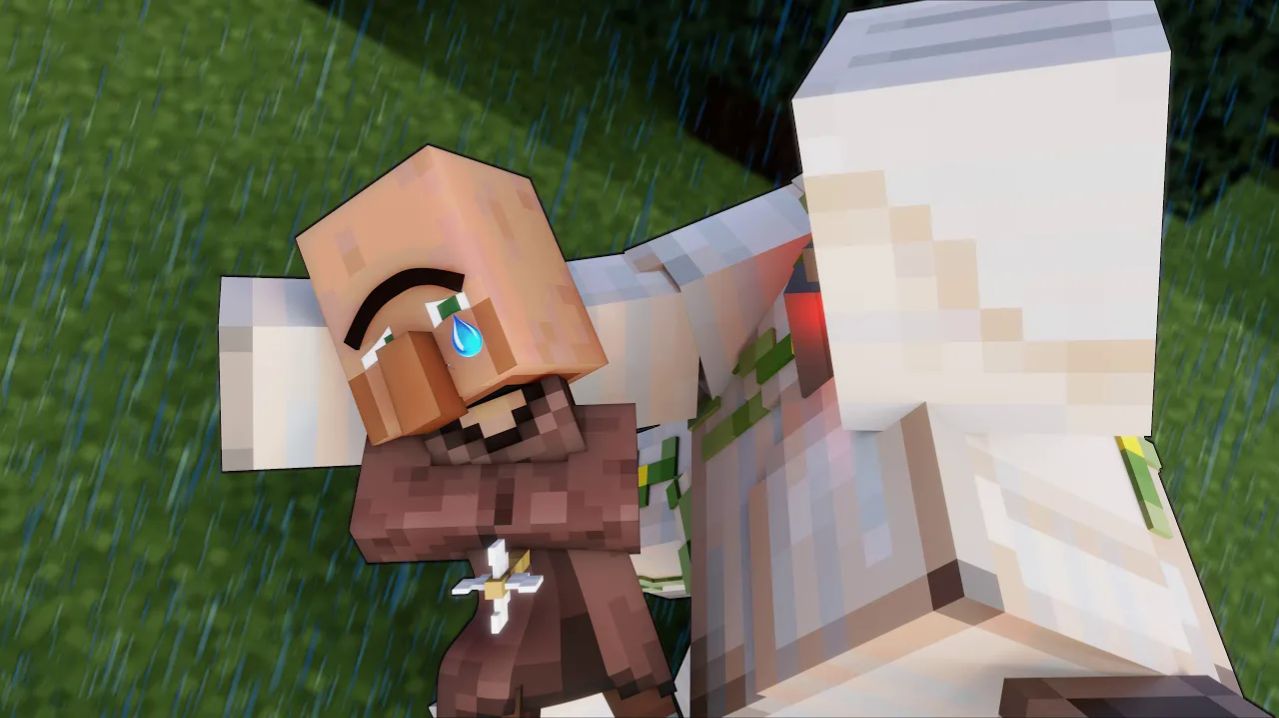 Дождь слёз: момент печали в мире Майнкрафт