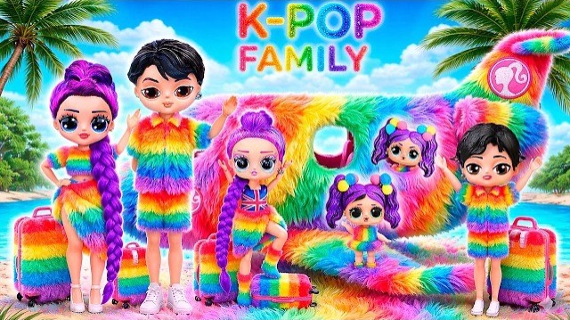 K-Pop Семья в Радужном самолёте! 10 поделок для кукол Хантрикс.