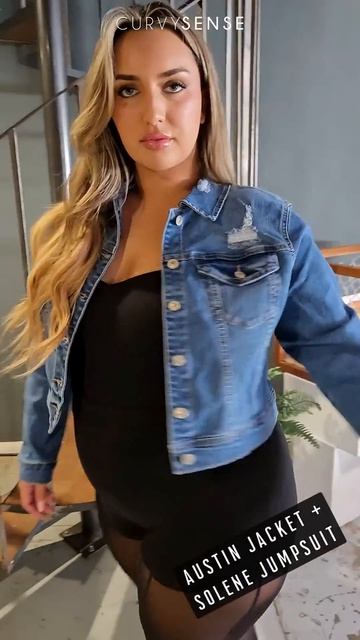Curvy Sense - Solene Jumpsuit  Austin Denim Jacket Plussize Plussizeclothing